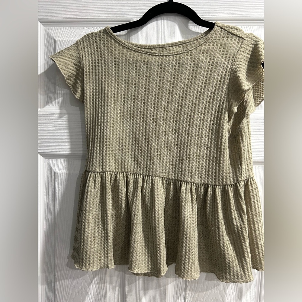 SHEIN Textured Beige Peplum Blouse